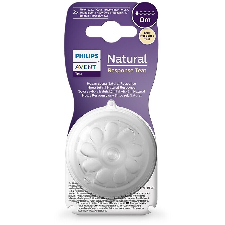 Philips Avent Fopspeen Natural Response 1 eerste stroom 0m, 2 stuks