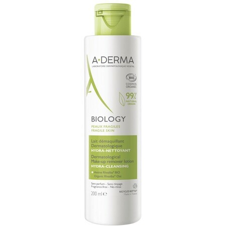 A-Derma BIOLOGY Lapte dermatologic de curățare hidratant-curățare 200 ml