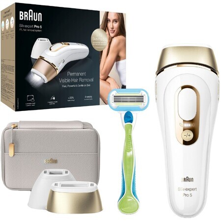 Braun Braun Silk-expert Pro 5 PL5154, IPL voor vrouwen, langdurige epilatie, wit/geel