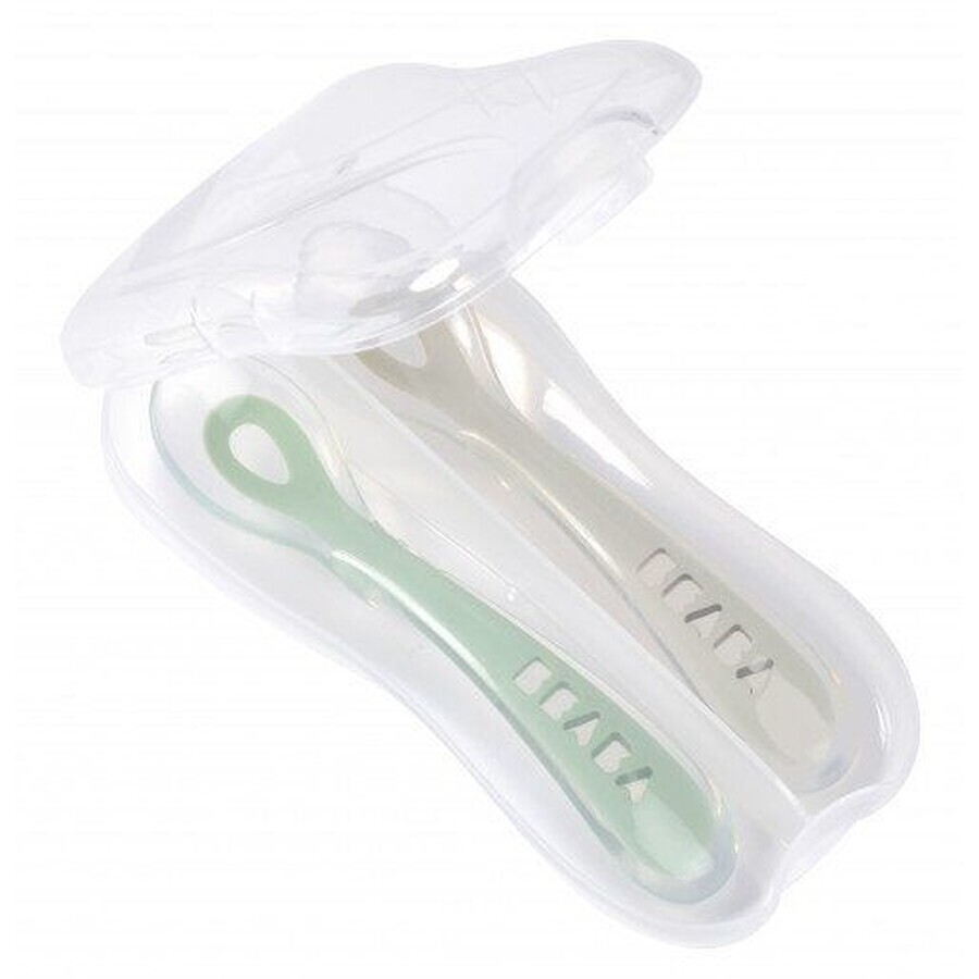 Beaba silicone spoon with green sleeve 2 pcs