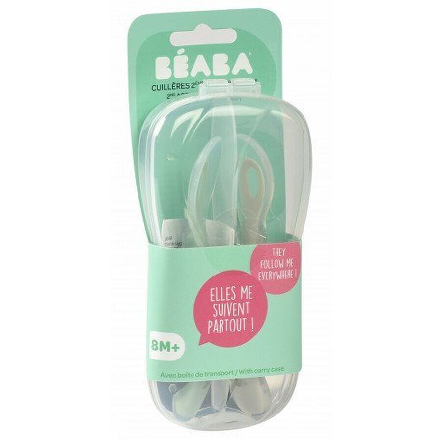 Beaba silicone spoon with green sleeve 2 pcs