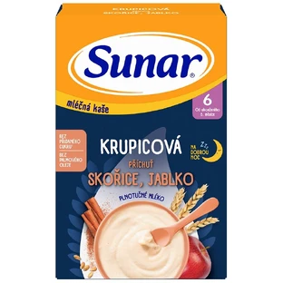 Sunar gachas de sémola de leche para dormir bien canela, manzana 210 g