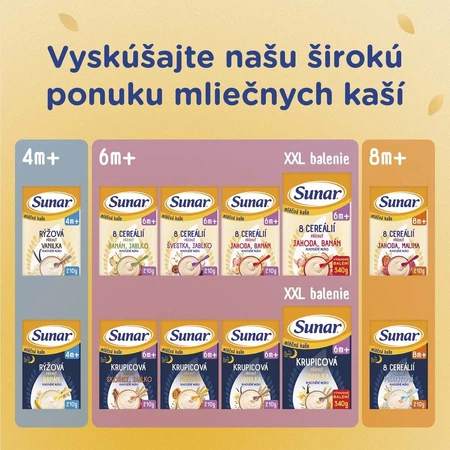 Sunar gachas de sémola de leche para dormir bien canela, manzana 210 g