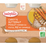 Babybio menu worteltjes met butternutpompoen, kip en rijst 2 x 200 g