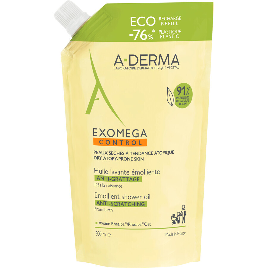 A-Derma Exomega Control Ulei de duș de înmuiere - Refill ECO reciclabil 500 ml