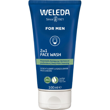 Weleda For Men 2in1 gel detergente per viso e barba 100 ml