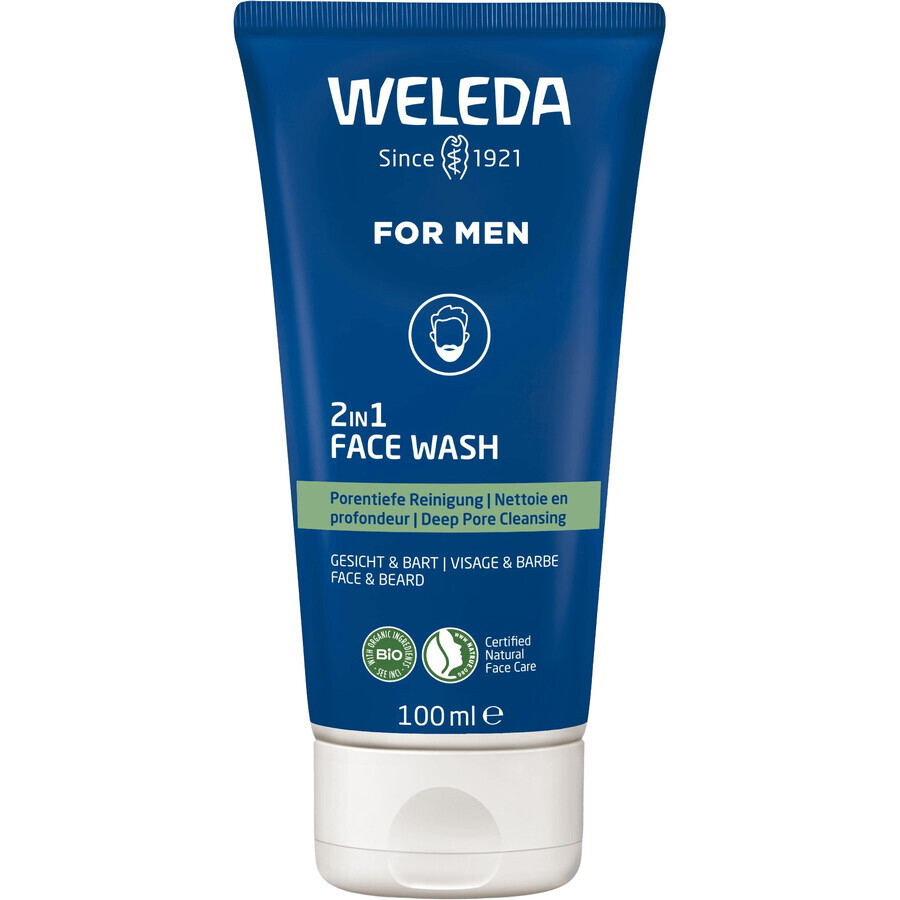 Weleda For Men 2in1 gel detergente per viso e barba 100 ml