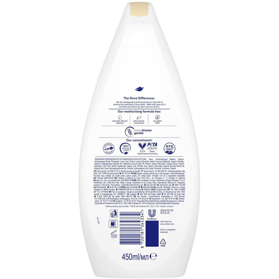 Dove Nourishing Care Argan Gel Doccia 450 ml