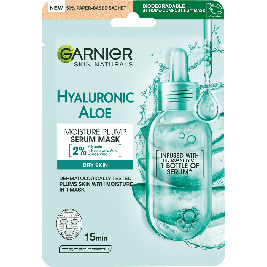 Garnier Maschera di tessuto all'aloe ialuronico 28 g