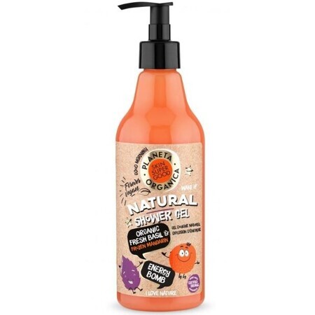 Natura Siberica Planeta Organica Gel de Ducha "Bomba de Energía" - Albahaca Fresca Ecológica y Mandarina Helada 500 ml