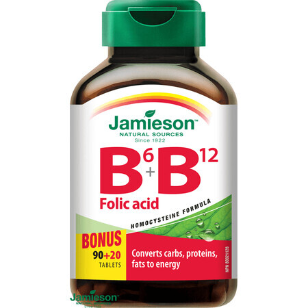 Jamieson Vitaminen B6, B12 en foliumzuur 110 tabletten