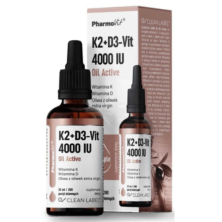 K2+D3-Vit 4000 UI Ulei activ 30 ml Pharmovit Clean Label