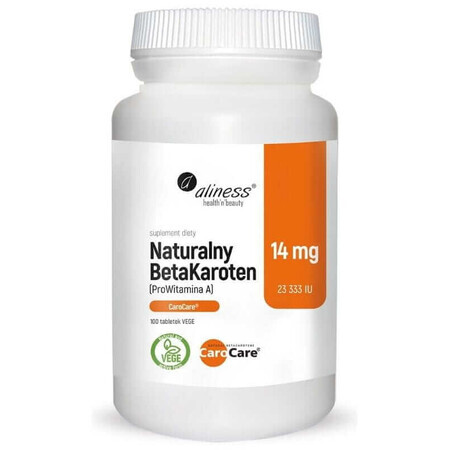 Bèta-caroteen naturel 14 mg (ProVitamine A 23.333 IE) 100 tabletten Aliness