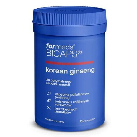 Bicaps Koreaans ginsengextract 60 capsules. Formaten