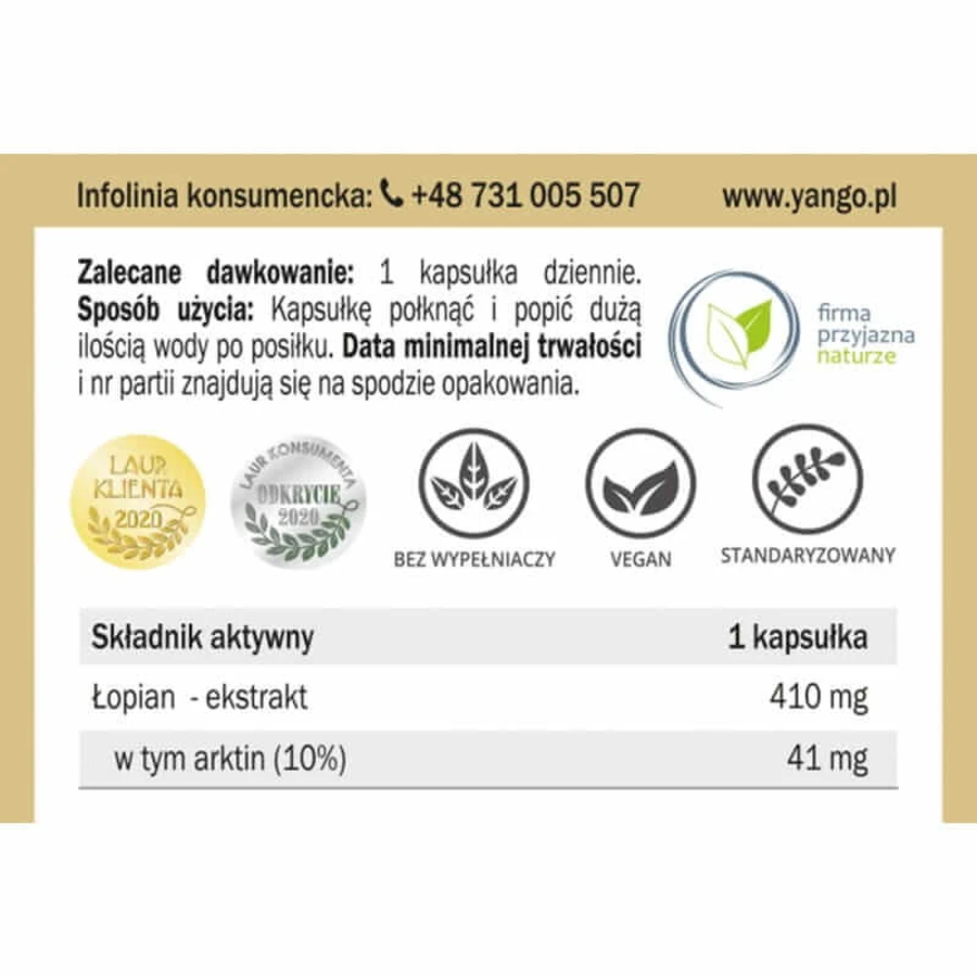 Racine de bardane (10% arctine) 90 gélules Yango