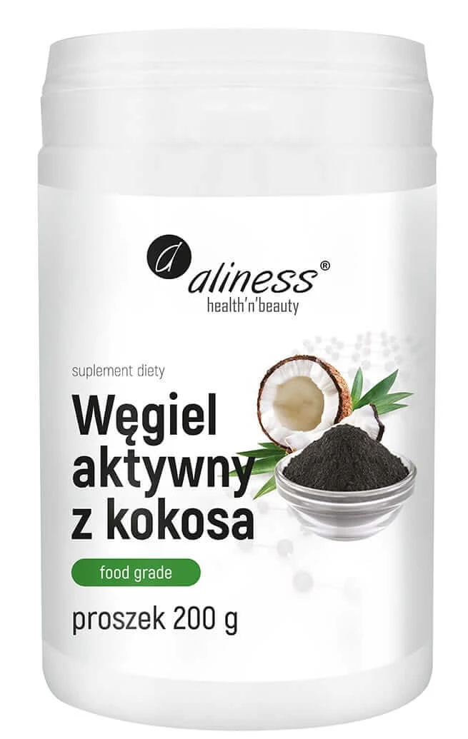 Kokospoeder geactiveerde houtskool 200 g Aliness