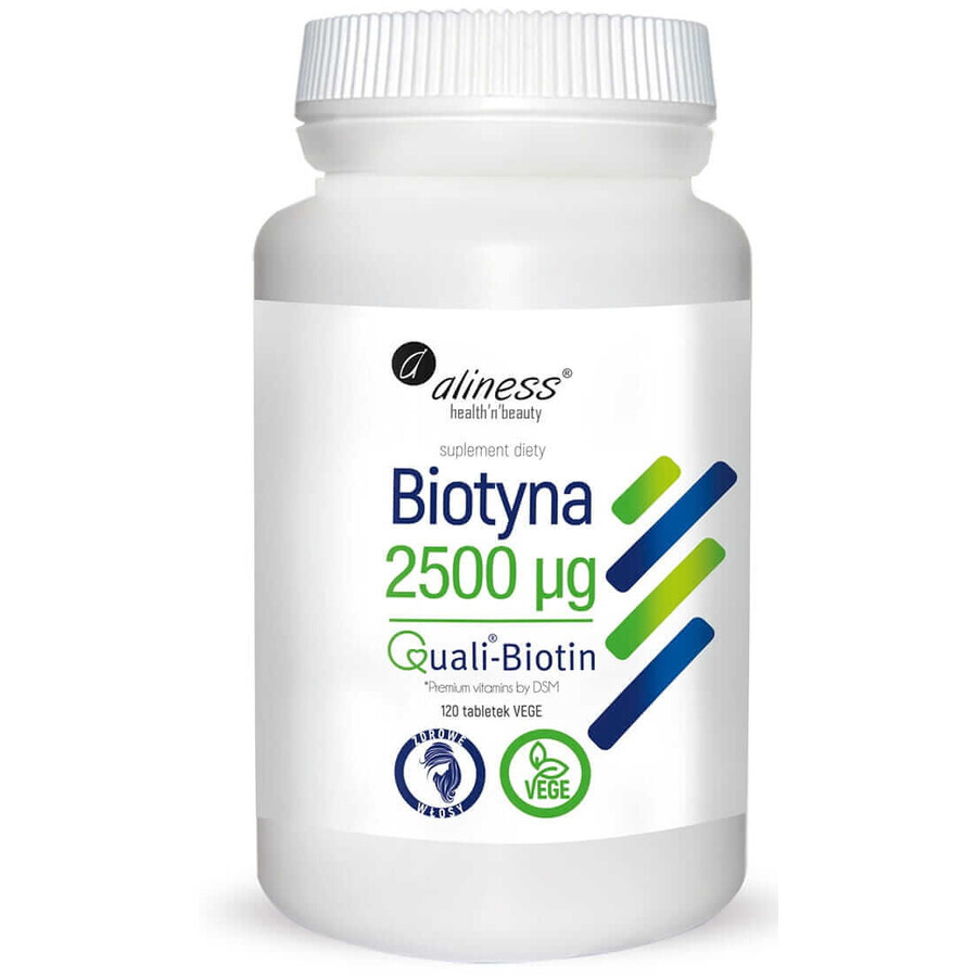 Biotine 2500 mcg QualiBiotin x 120 vegetarische tabletten Aliness