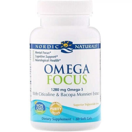 Omega Focus 1280mg Omega -3 + Cytocholine + Bacopa ( 60 capsules) Nordic Naturals