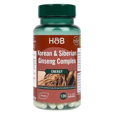 Koreaanse en Siberische ginseng complex (ginseng in 2 vormen) 120 capsules Holland and Barrett