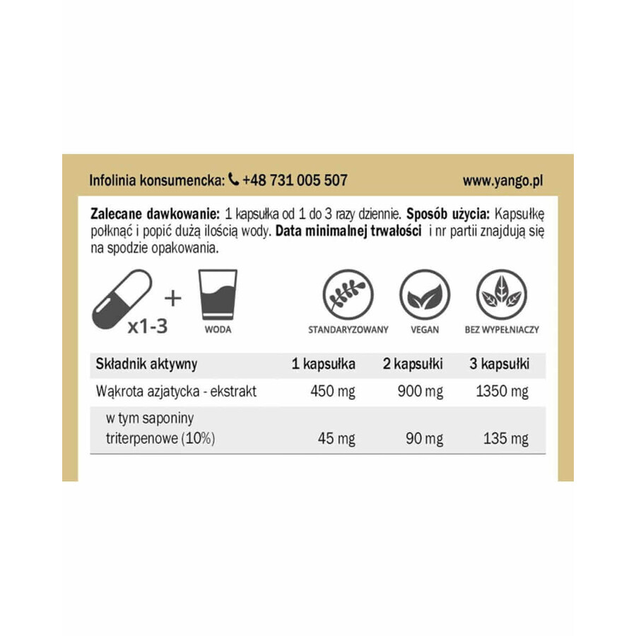 Gotu kola - 10% Triterpensaponin-Extrakt - 100 Kapseln - Yango