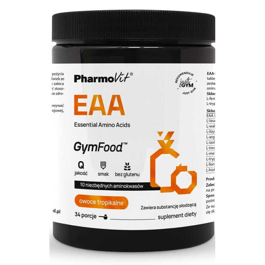 EAA Aminoacizi esențiali (fructe tropicale) 375 g GymFood Pharmovit