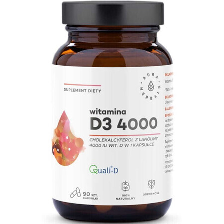 Vitamina D3 4000 UI 90 capsule Aura Herbals