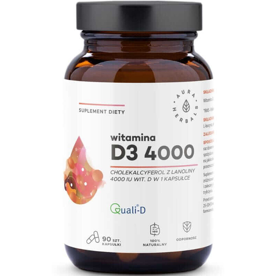 Vitamina D3 4000 UI 90 capsule Aura Herbals