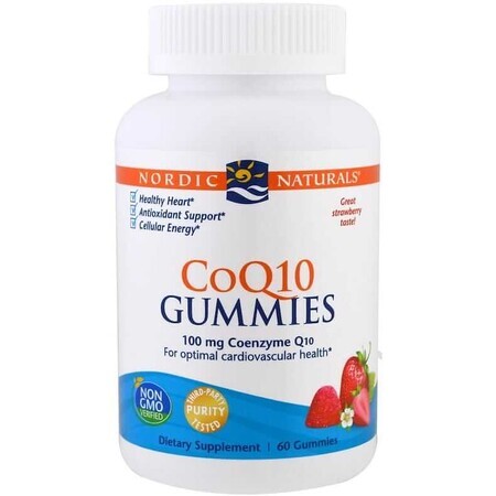 CoQ10 Gummies 100 mg ubiquinon aardbei (60 jellymies) Nordic Naturals