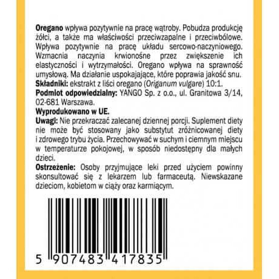 Extracto de orégano 10:1 (90 cápsulas) Yango
