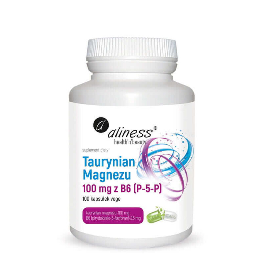 Magnesium taurate 100 mg with B6 (P-5-P) - 5 mg 100 vcaps Aliness