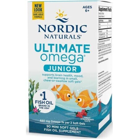 Ultimate Omega Junior 680 mg aardbei (90 capsules) Nordic Naturals