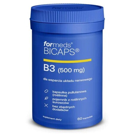 Bicaps Vitamine B3 Niacine 500mg (60 caps) niacine capsules, Formeds