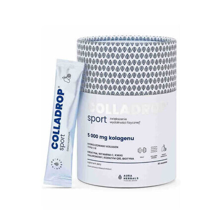 Colladrop Sport 5000 mg colágeno marino 30 sobres Aura herbals