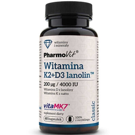 Vitamine K2Mk7 200 mcg + D3 4000 IU (60 caps) Pharmovit Classic