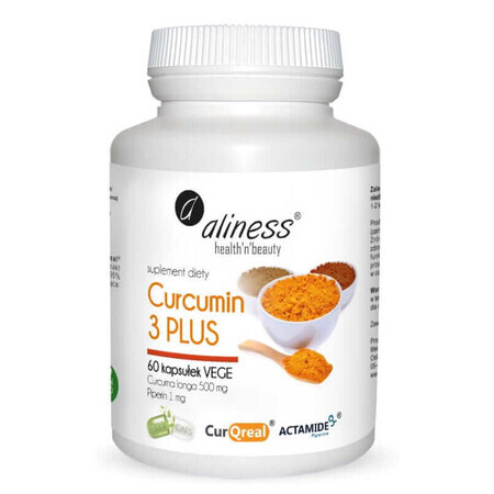 Curcumine 3 PLUS Curcuma longa 500 mg Piperine 1 mg 60 capsules Aliness