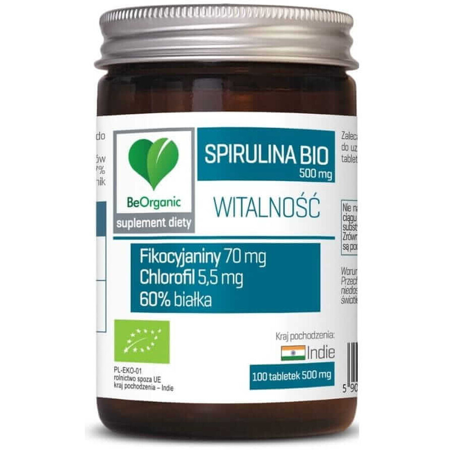 BeOrganic Organische Spirulina 500 mg 100 tabletten