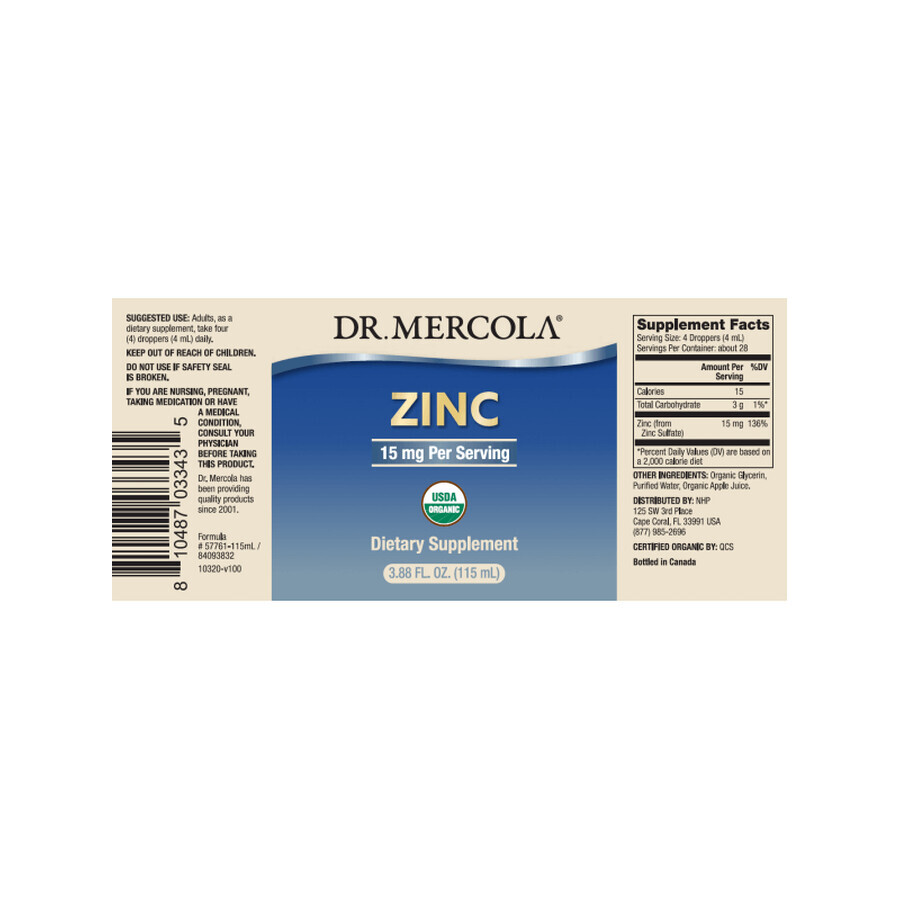 Gotas de Zinc 115 ml, Dr Mercola