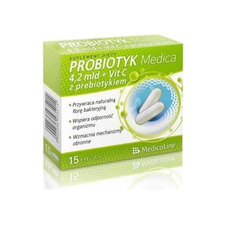 Probiotic Medica + Vit. C cu prebiotic 15 capsule MedicaLine