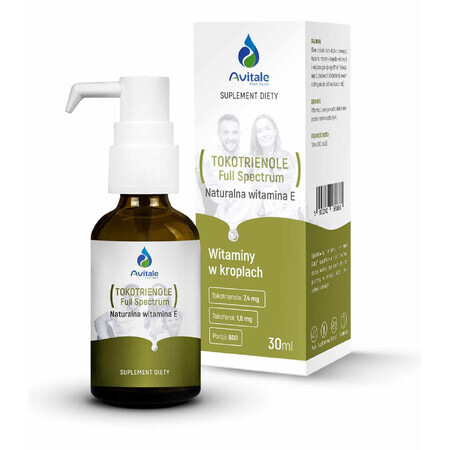 Vitamine E naturelle (tocotriénols à spectre complet) gouttes 30 ml Avitale