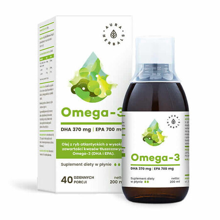 Omega-3 DHA 370 mg și EPA 700mg - 200 ml Aura Herbals