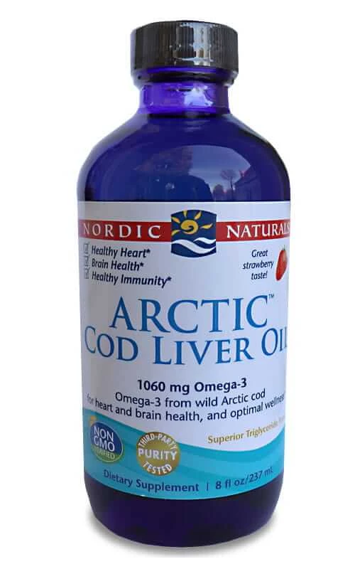 Arctic Levertraan Aardbei 1060mg Wilde Levertraan 237ml, Nordic Naturals