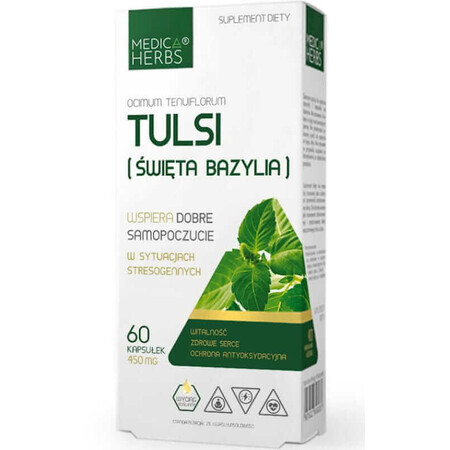 Tulsi (heilig basilicum) 450mg, 60 capsules Medica Herbs