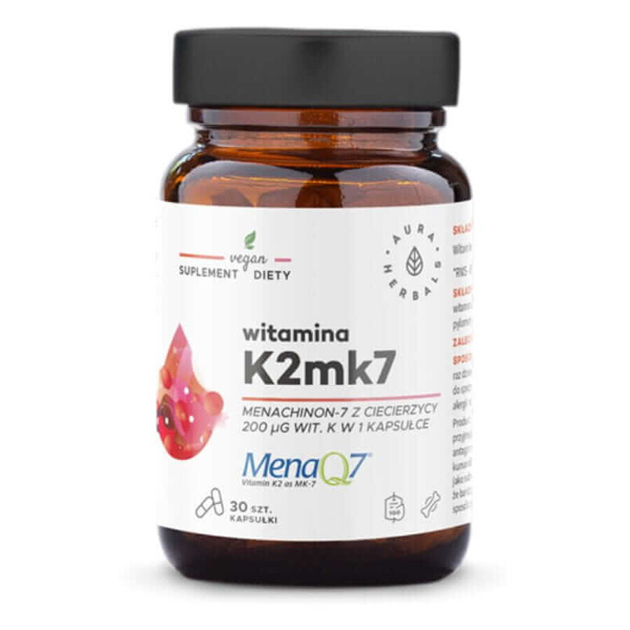 Vitamin K2mk7 MenaQ7 200mcg 30 Kapseln Aura Herbals