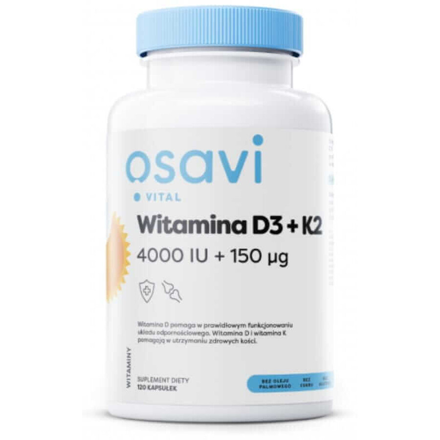 Osavi Vitamine D3 4000IU + K2 150mcg - 120 capsules