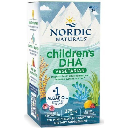 DHA vegetarisch voor kinderen 120 minisoftgels Nordic Naturals