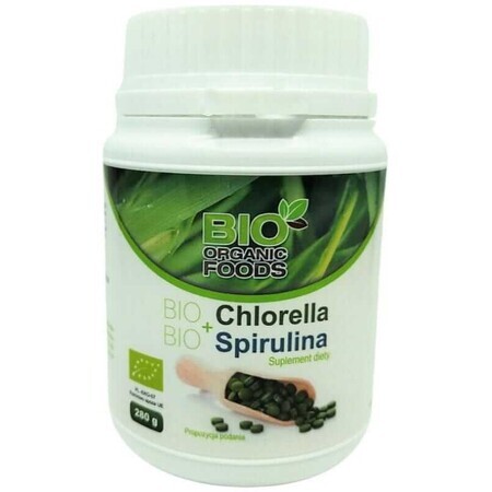 Bio Chlorella + Bio Spirulina 280g (ca. 700 tabletten) Bio Organic Foods