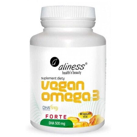 Veganes Omega-3 FORTE DHA 500mg 60 Kapseln Aliness