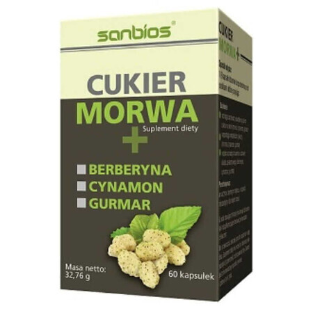 Suikermoerbei + Berberine, kaneel, Gurmar 60 capsules SANBIOS