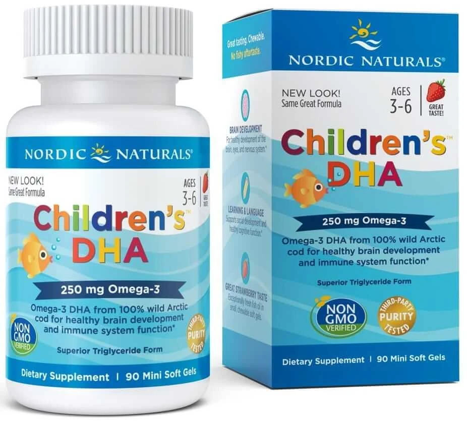 Tranium DHA 250mg Aardbei Tranium DHA 250mg voor kinderen 90 mini softgels, Nordic Naturals