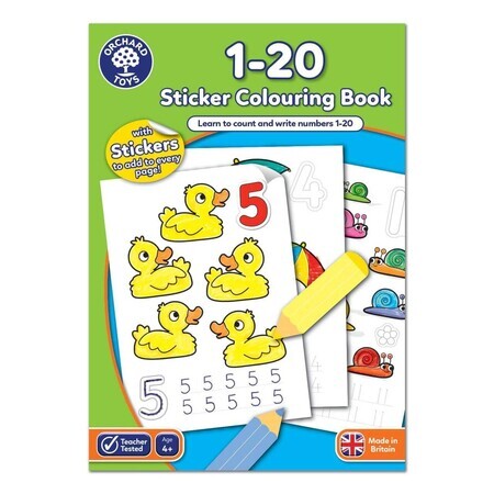 Livre de coloriage avec des activités en anglais et des autocollants, 4 ans et plus, Orchard Toys